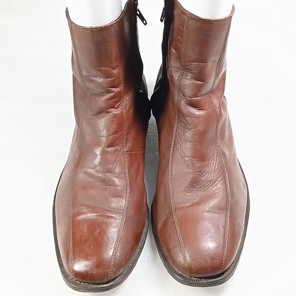 Florsheim Brown Leather Zip-Up Ankle Dress Boots Mens 11 Vintage Good Cond - Picture 1 of 16